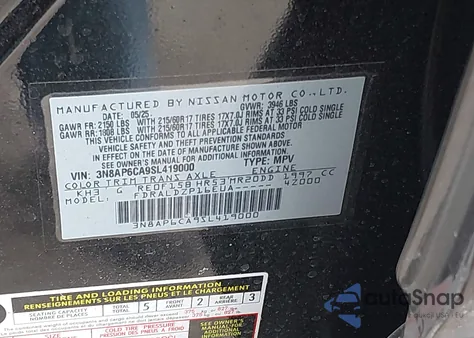 2025 Nissan Kicks Sv Fwd z USA, uszkodzony, nr VIN 3N8AP6CA9SL419000